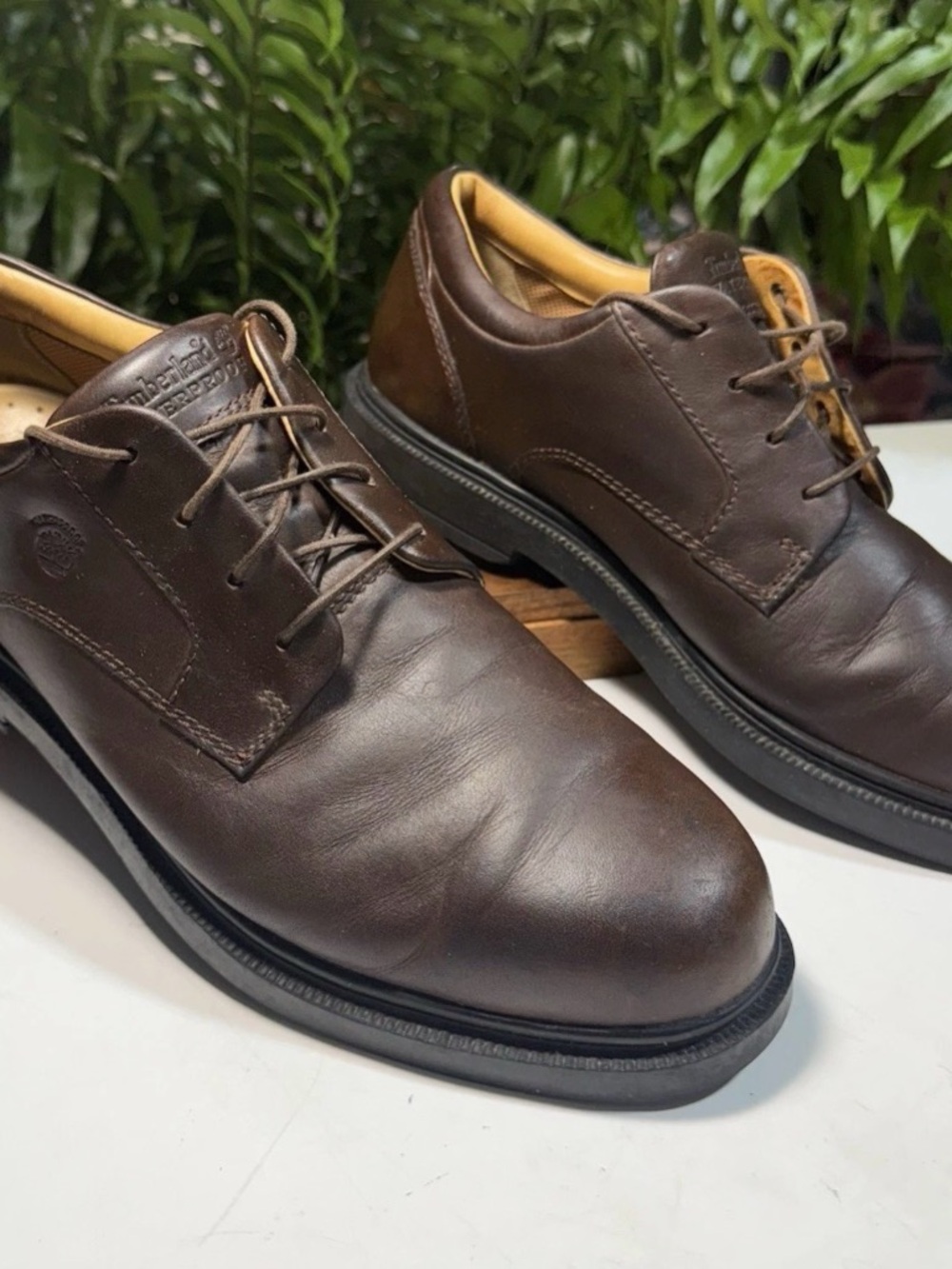 Timberland Waterproof Leather Men’s Oxfords 9.5M Brown Anti Slip Sole Ex Cond